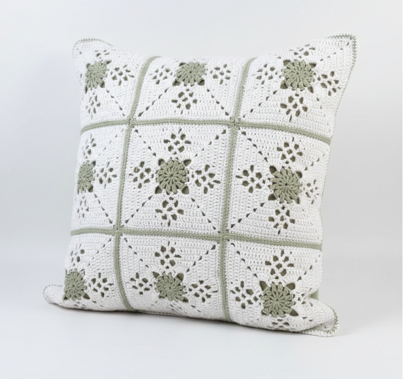 Crochet Victorian Lattice Squares Cushion