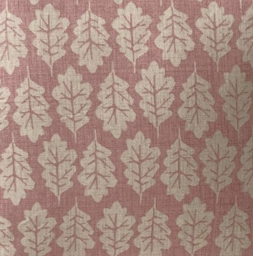 just cushions fabric sample close up pink oak leaf pattern cushion