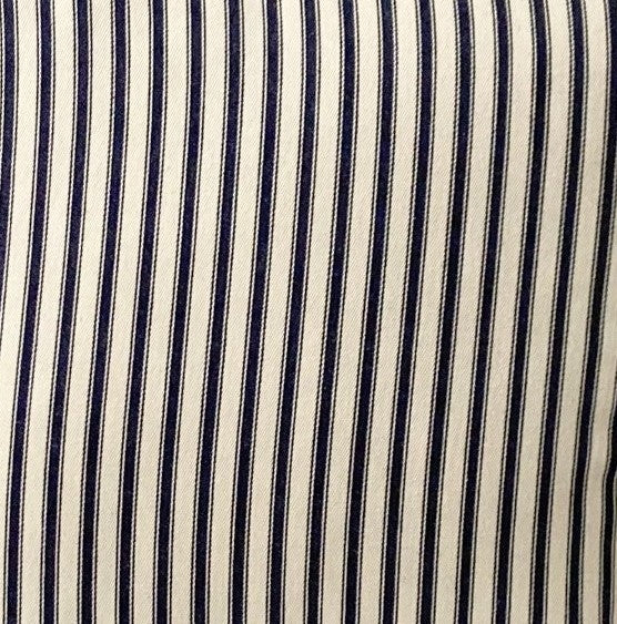 just cushions stripe ticking in navy cushion fabric sample close up
