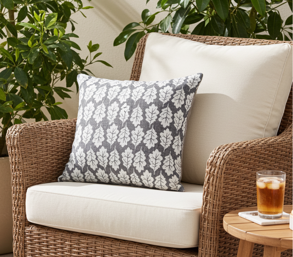 Oak Leaf Cushion - Pewter