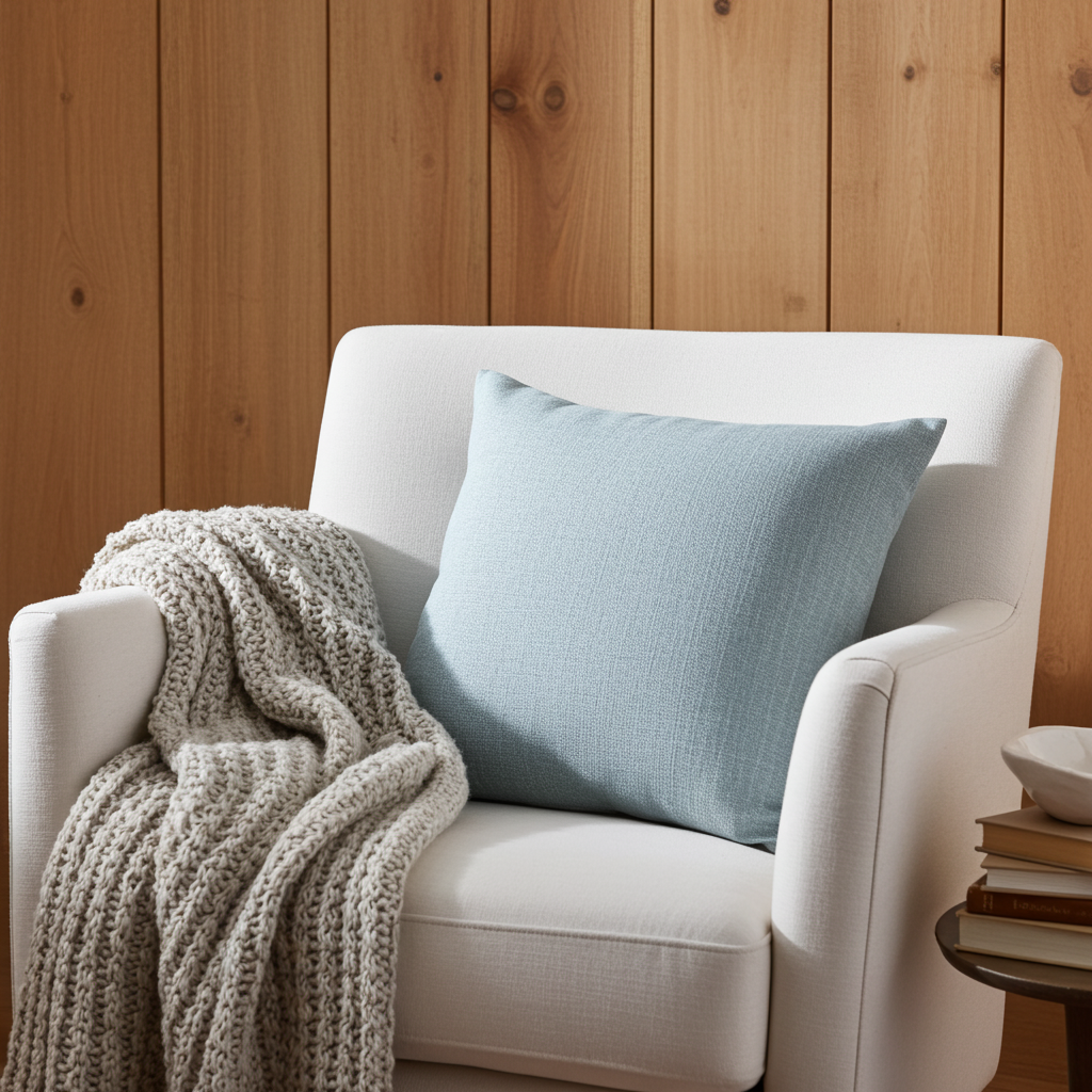 Linen Look Cushion - Sky