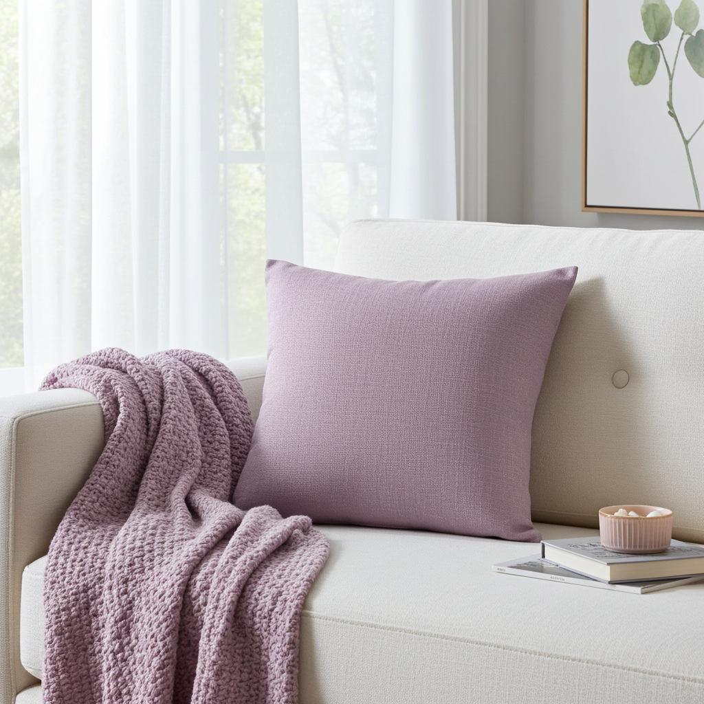 Linen Look Cushion - Lilac