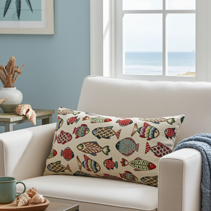 just cushions rectangular tapestry cushion with fish pattern