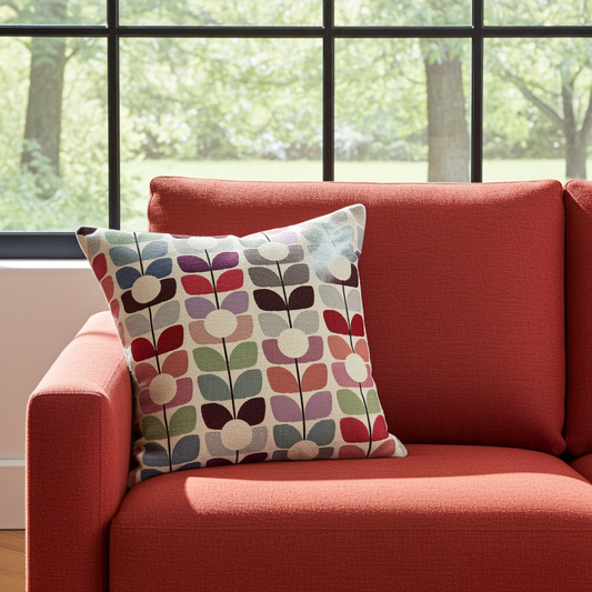 just cushions brightly coloured tapestry fabric square cushion with geometric floral pattern