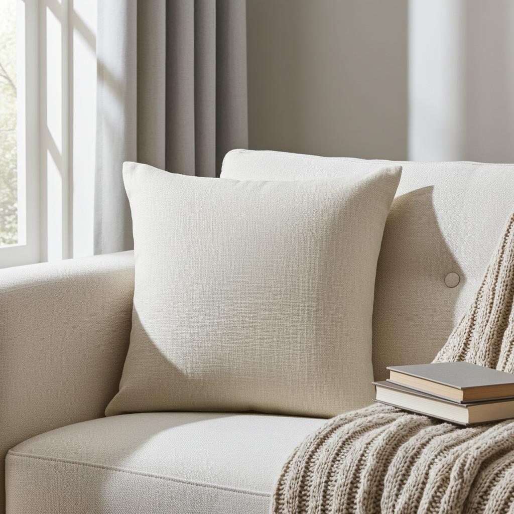 Linen Look Cushion - Ivory