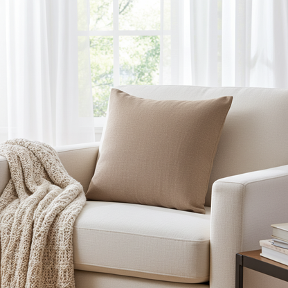Linen Look Cushion - Cappuccino