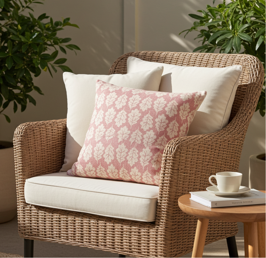 Oak Leaf Cushion - Rose