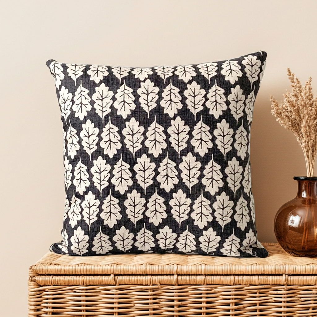 Oak Leaf Cushion - Ebony