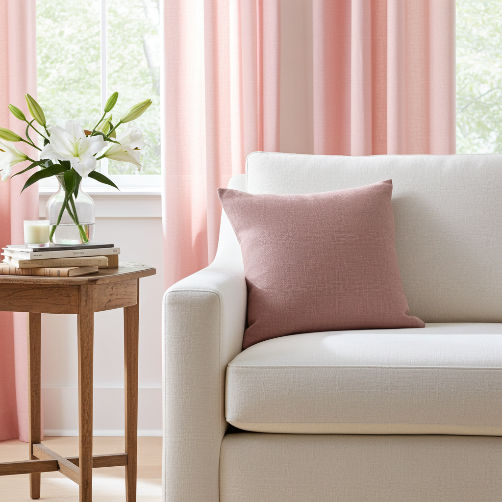 Linen Look Cushion - Rosehip