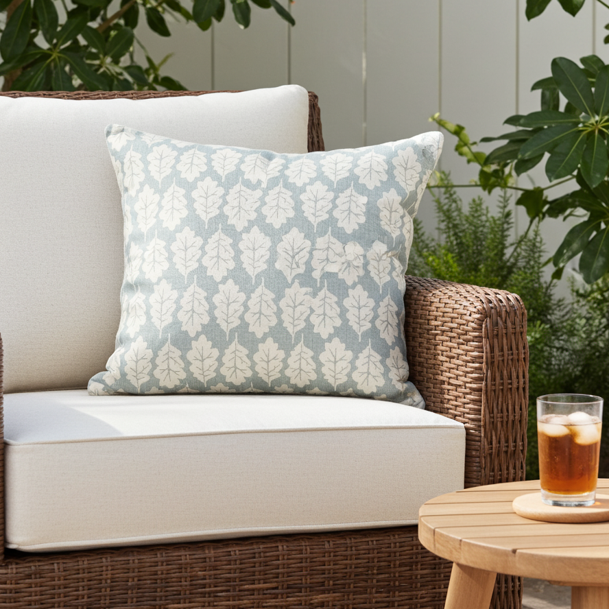 Oak Leaf Cushion - Duckegg