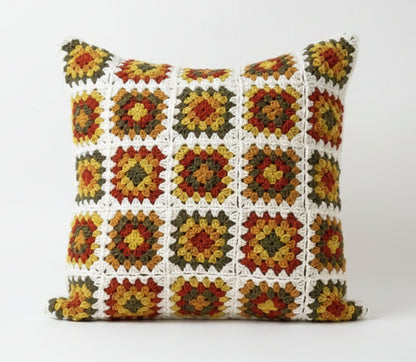 Crochet Autumn Granny Squares Cushion