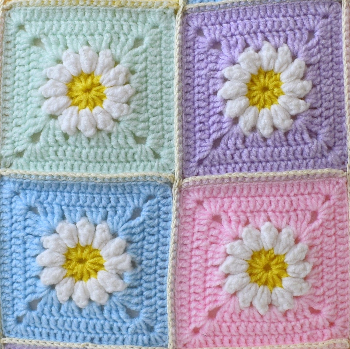 Crochet Daisy Squares Cushion