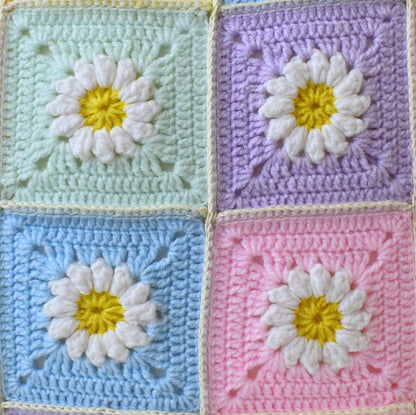 Crochet Daisy Squares Cushion