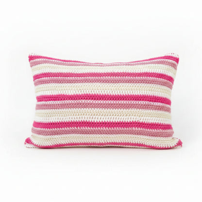 just cushions crochet rectangular cushion in pink cream and white stripes