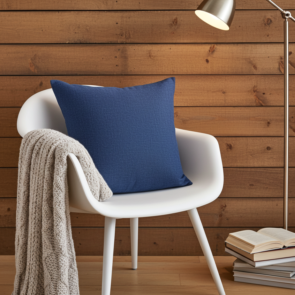 Linen Look Cushion - Denim