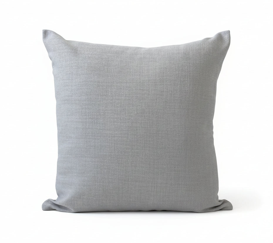 just cushion linen look cushion plain cushion in quality fabric handmade in the uk pale light grey silver  18" 20" 22" square
