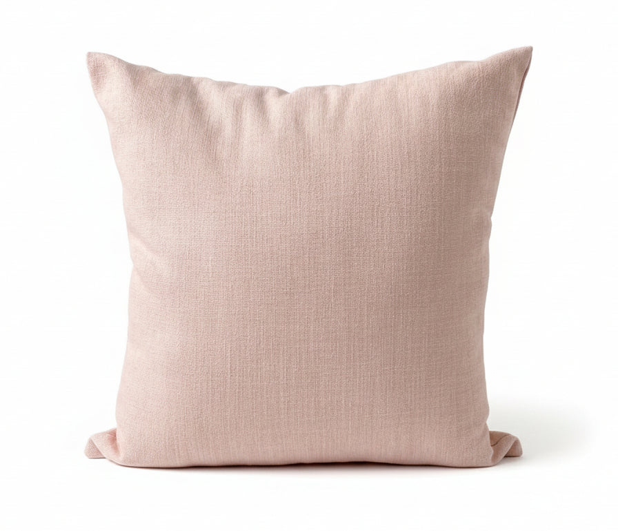just cushion linen look cushion plain cushion in quality fabric handmade in the uk light pink  18" 20" 22" square cushion