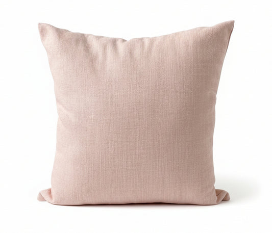 just cushion linen look cushion plain cushion in quality fabric handmade in the uk light pink  18" 20" 22" square cushion