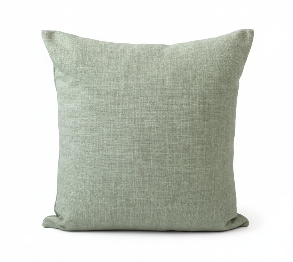 just cushion linen look cushion plain cushion in quality fabric handmade in the uk light green 18" 20" 22" square