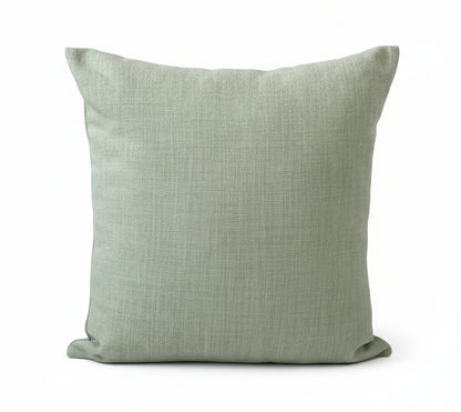 just cushion linen look cushion plain cushion in quality fabric handmade in the uk light green 18" 20" 22" square