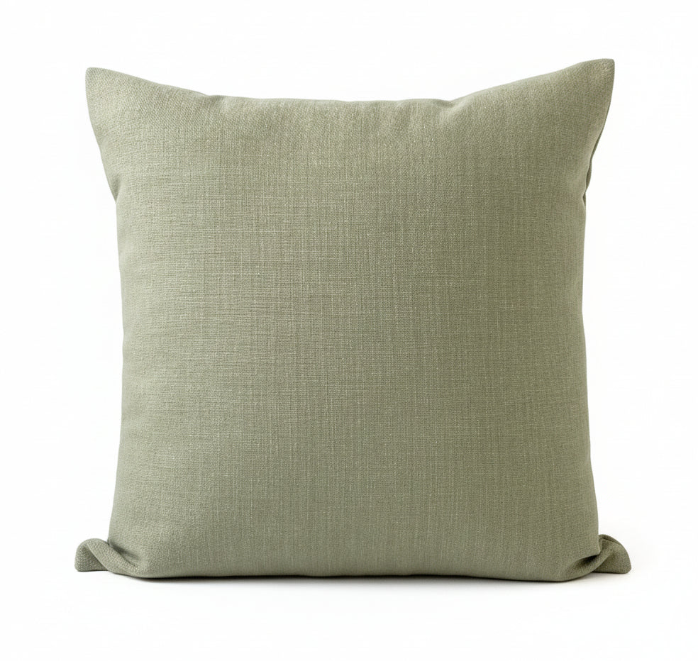 just cushion linen look cushion plain cushion in quality fabric handmade in the uk light green 18" 20" 22" square