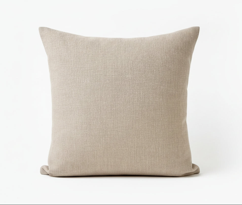 just cushion linen look cushion plain cushion in quality fabric handmade in the uk beige light brown dark cream 18" 20" 22" square