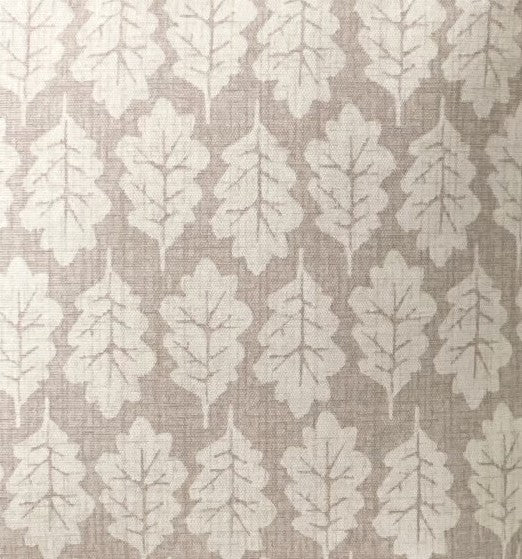 just cushions close up of fabric sample for beige oak leaf cushion