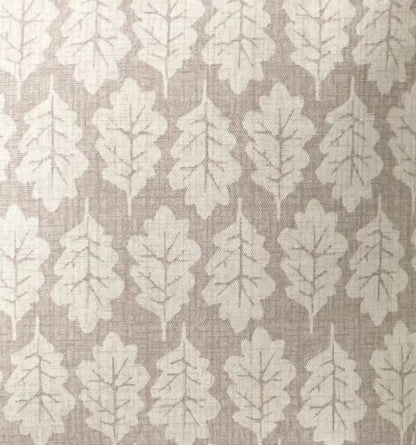 just cushions close up of fabric sample for beige oak leaf cushion