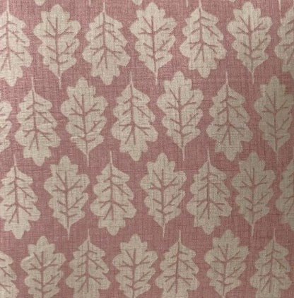 just cushions fabric sample close up pink oak leaf pattern cushion