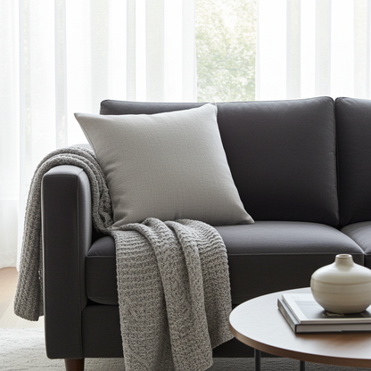 Linen Look Cushion - Pebble