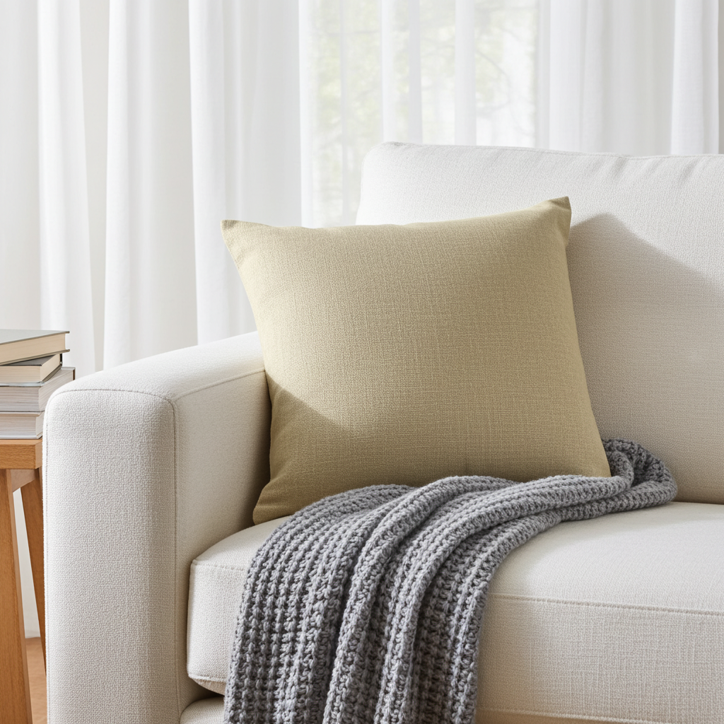 Linen Look Cushion - Barley
