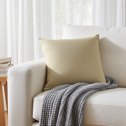 Linen Look Cushion - Barley