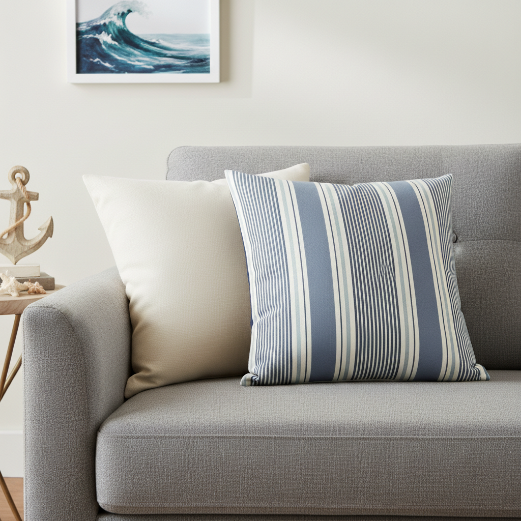 Sail Stripe Cushion - Cloud