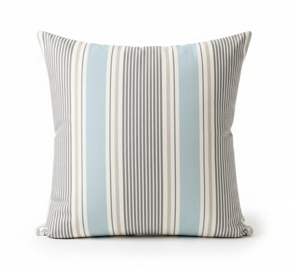 just cushions sail stripe square cushion with grey beige and blue stripes