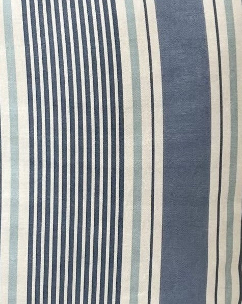 just cushions close up of cushion fabric sail stripe grey blue and white stripes