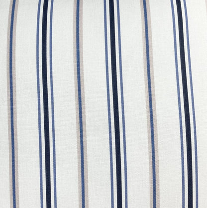 just cushions salcombe stripe cushion sustainable cotton handmade in the uk multi coloured stripe grey navy cream