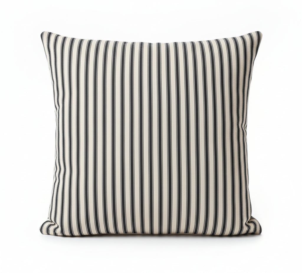 just cushions soft ticking striped square cushion black sustainable cotton