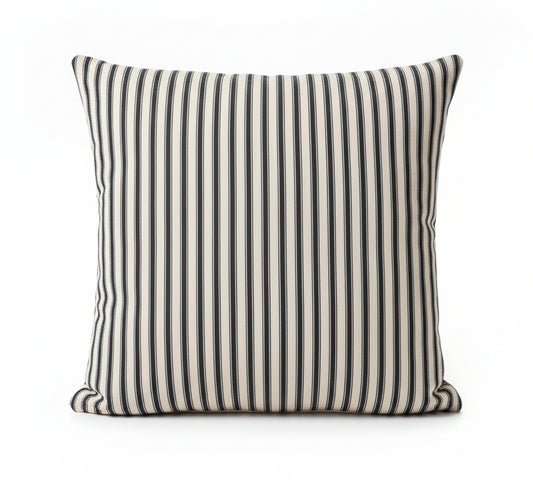 just cushions soft ticking striped square cushion black sustainable cotton