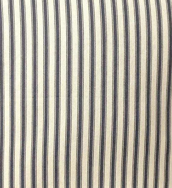 just cushions Navy and white striped ticking cushion fabric sample