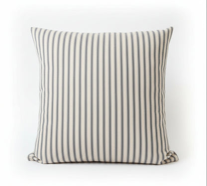 just cushions soft ticking striped cushion grey sustainable cotton handmade cushion made in the uk