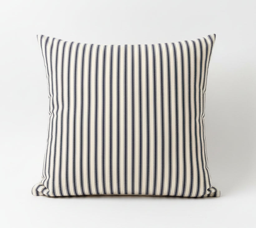 just cushions square navy striped ticking cushion