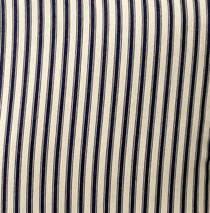 just cushions stripe ticking in navy cushion fabric sample close up
