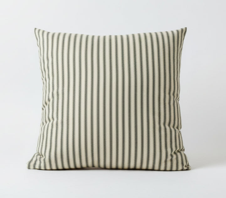 just cushions soft ticking striped square cushion green sustainable cotton