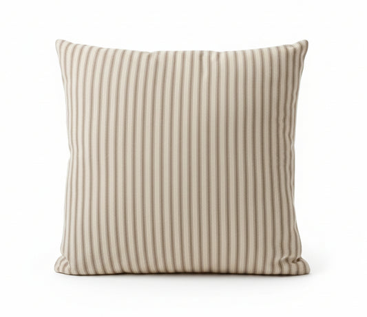 just cushions soft ticking striped square cushion cream beige brown sustainable cotton