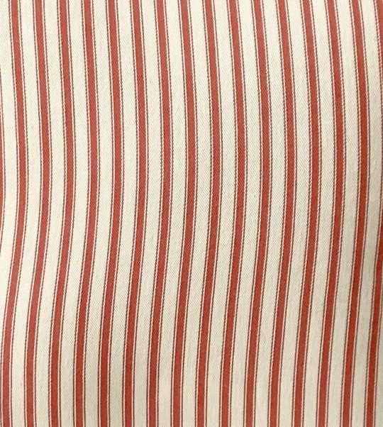 just cushions terracotta ticking cushion fabric sample close up