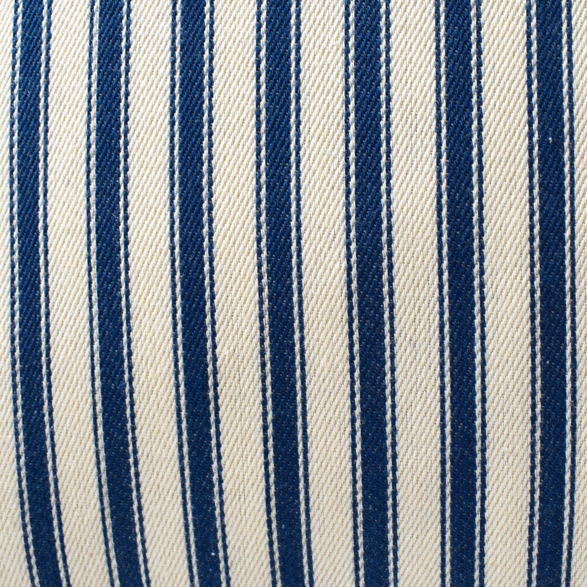 just cushions soft ticking striped cushion navy blue sustainable cotton handmade cushion made in the uk fabric sample