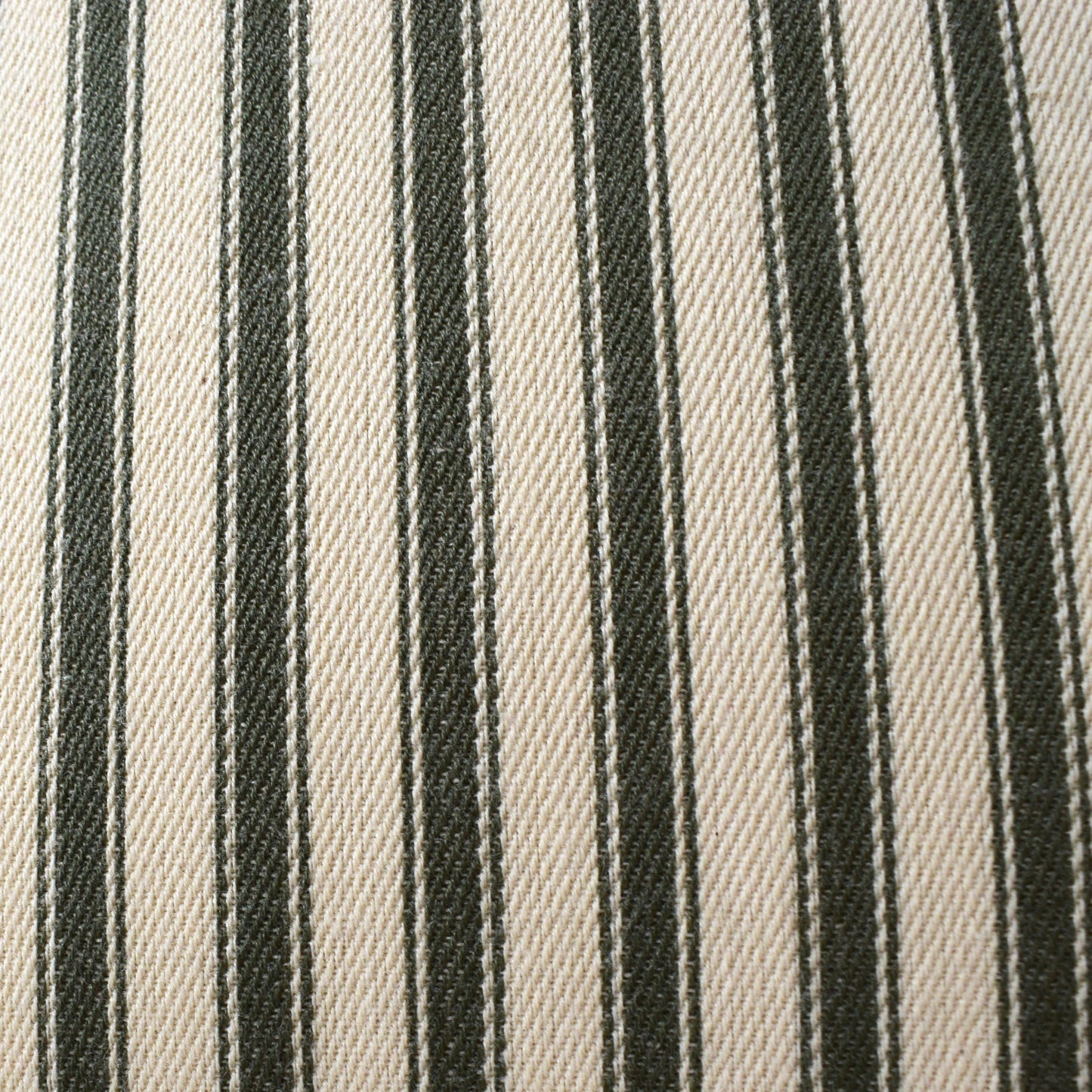 just cushions soft ticking striped cushion green sustainable cotton handmade cushion made in the uk  fabric sample