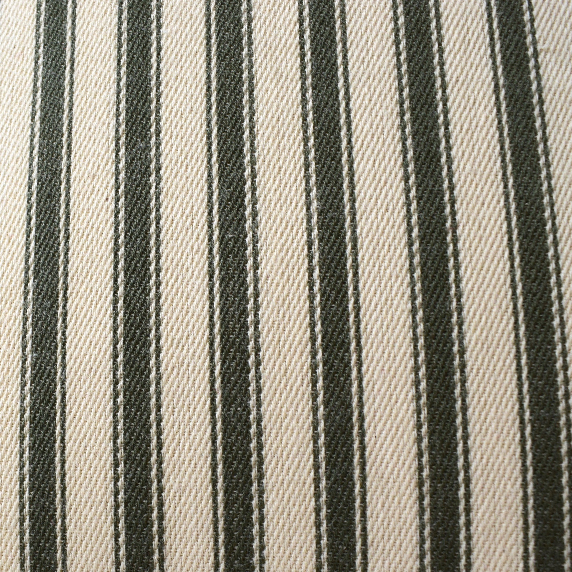 just cushions soft ticking striped cushion green sustainable cotton handmade cushion made in the uk  fabric sample
