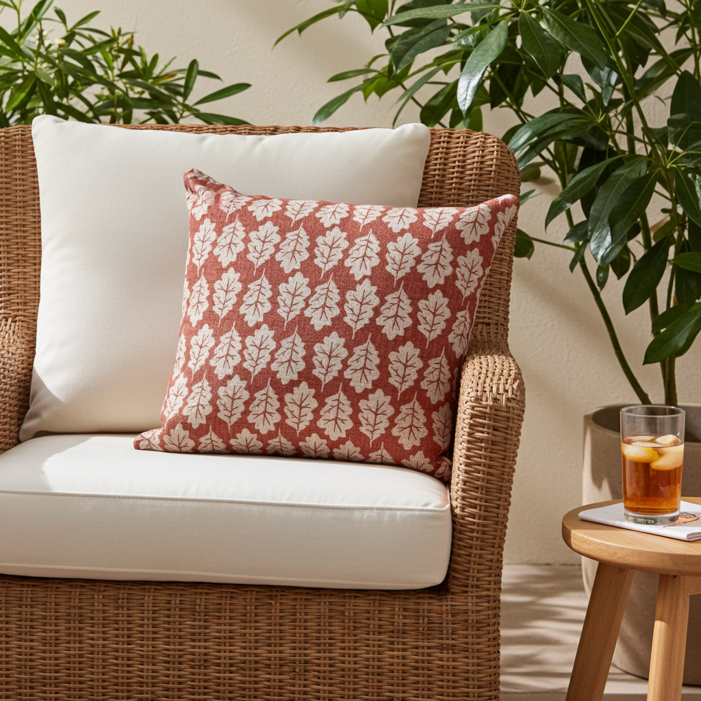 Oak Leaf Cushion - Paprika