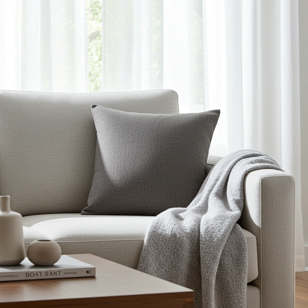 Linen Look Cushion - Granite